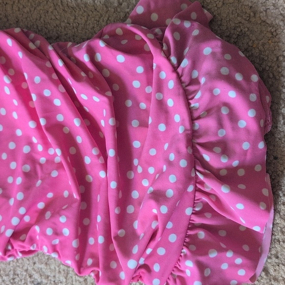 Janie & Jack Pink & White Polkadot Halter With Ruffle Swimsuit Size 4 - Picture 7 of 10